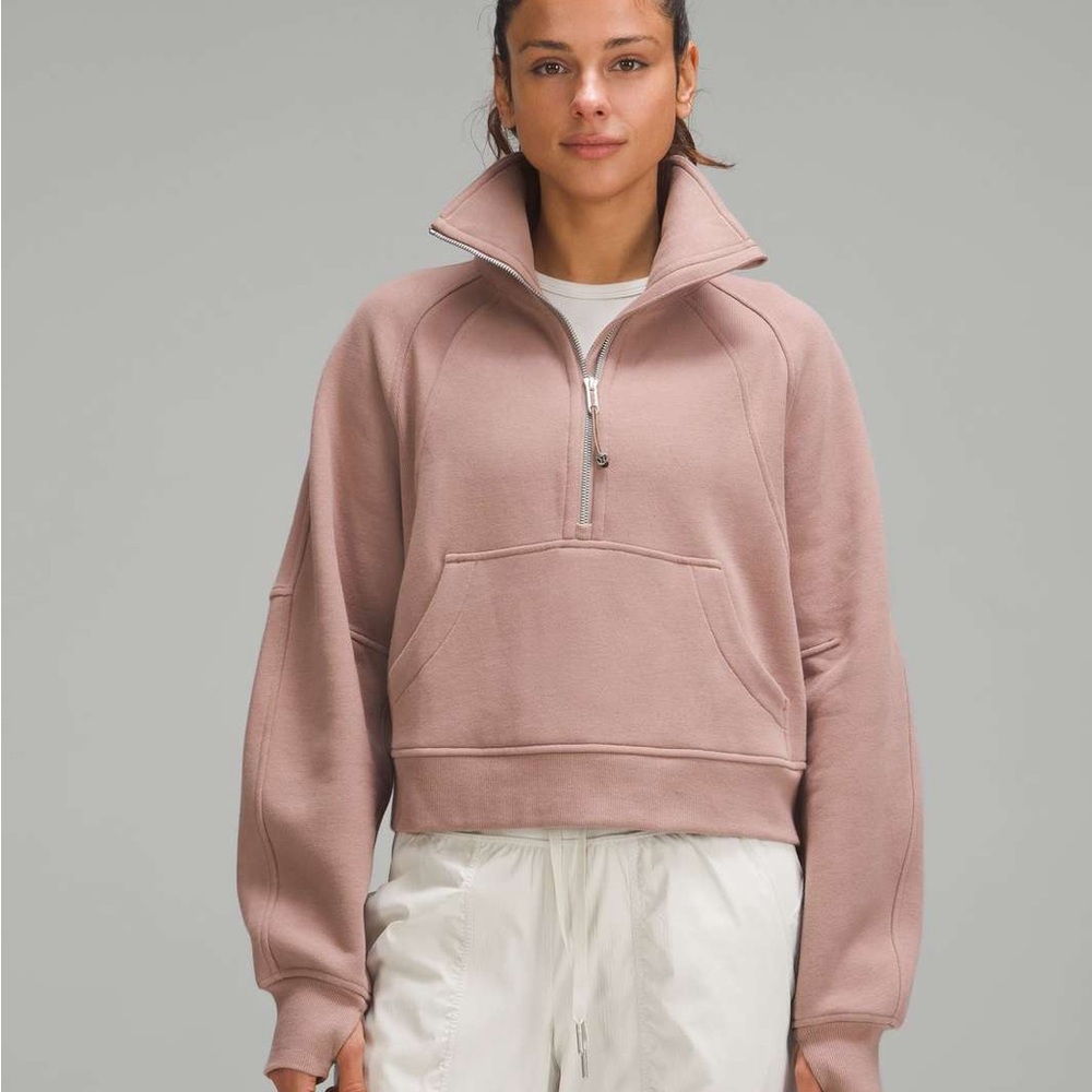 Oversized scuba half zip funnel neck xs/s twilight rose